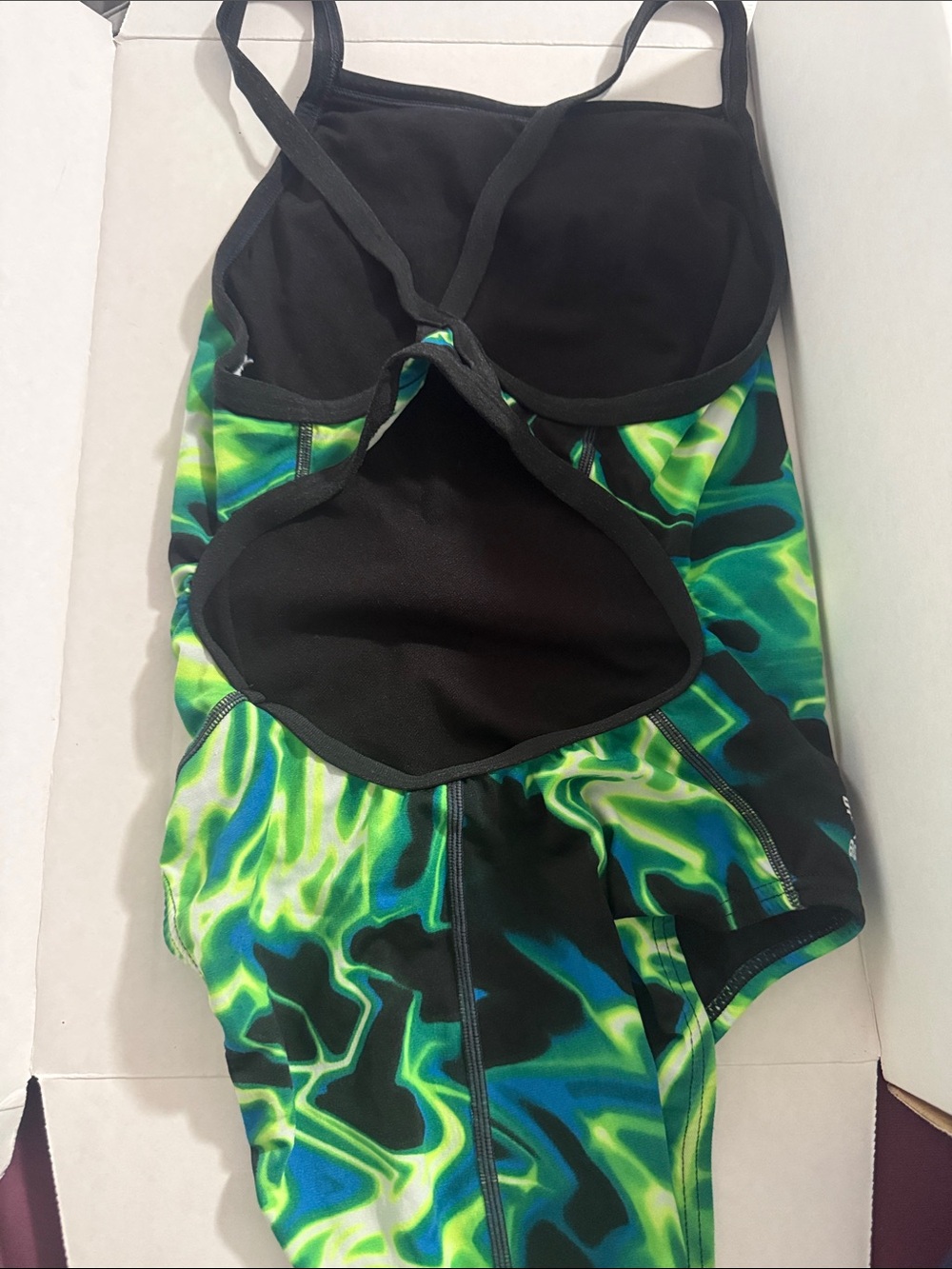 Speedo Women's Neon Green & Black One Piece Swimsuit - Picture 2 of 3